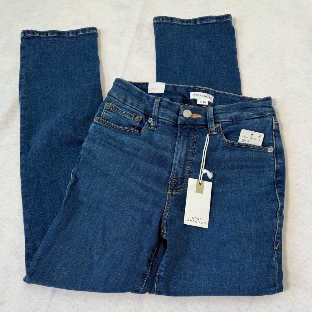 Good American Women's Straight Leg Jeans in Deep Indigo